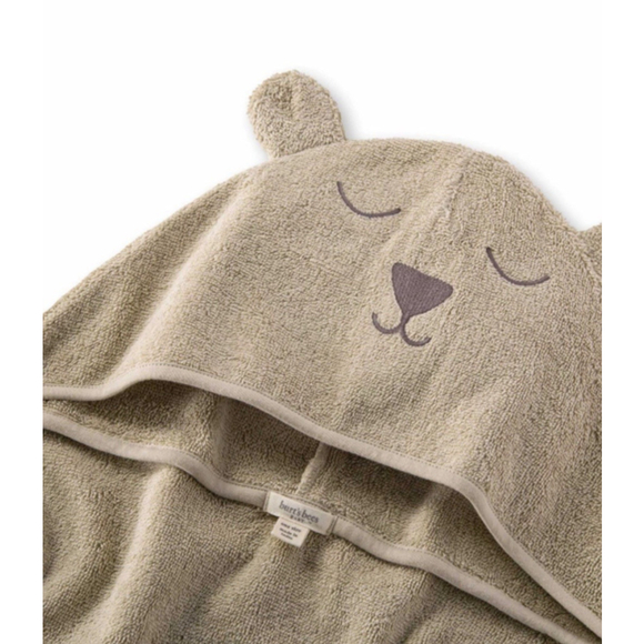 Burt's Bees Baby Hooded Towel Beige Bear Organic Cotton Bath Animal Towel NWT - Picture 3 of 7